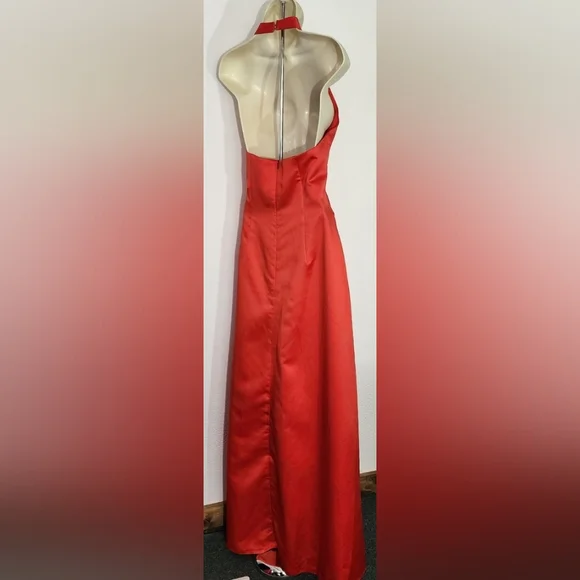 Impressions Dress 1990s Rhinestone Buttons Ruched Top Red Size 12 - Picture 5 of 12